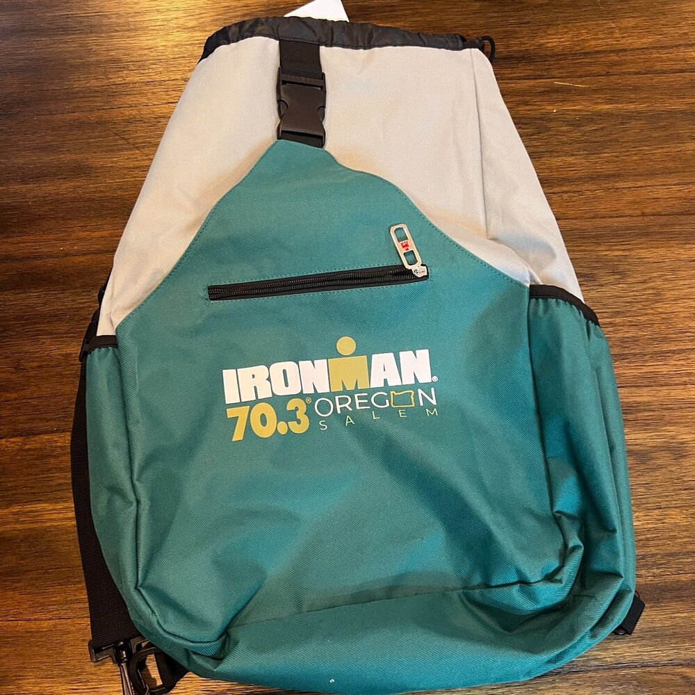 IRONMAN 70.3 Salem OREGON Athlete Gear Bag Backpack Triathlon green run track